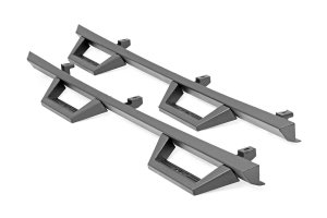 Jeep Wrangler Unlimited Contoured Drop Steps - 4 Door - Rough Country - Drop step design - Textured Black - '07-'18